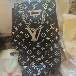 Luxury Black Designer Women's Bag Set
